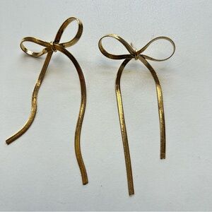 Gold Ribbon Bow Earrings